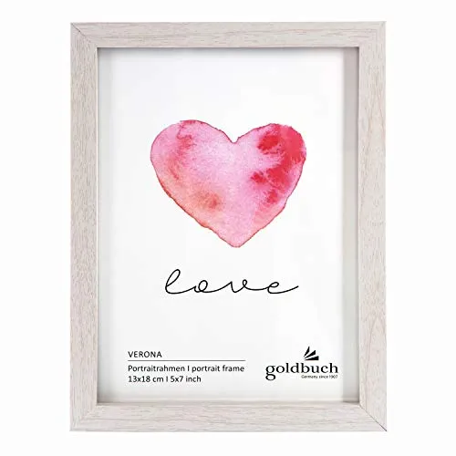 goldbuch Bilderrahmen Verona aus MDF Holz, Portraitrahmen für 1 Bild/Foto 13x18 cm, Rahmen zum Stellen, Fotorahmen mit Wandhalterung zum Aufhängen, Frame ca. 14,5 x 19,5 x 1,5 cm, weiß