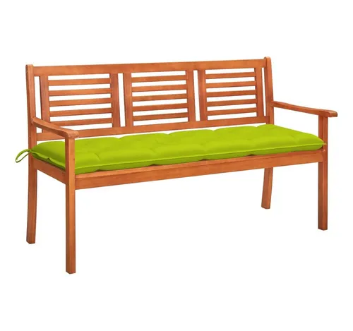 furnicato 3-Sitzer-Gartenbank aus Eukalyptusholz, Grün, mit Auflage - Diese stilvolle Gartenbank aus massivem Eukalyptusholz bietet nicht nur Stabilität, sondern auch hohen Sitzkomfort dank der weichen Auflage. Ideal für Garten, Terrasse oder Veranda!