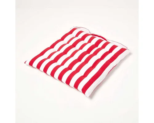 Homescapes Stuhlkissen Sitzkissen mit breiten Streifen, 100% Baumwolle, rot, 40 x 40 cm
