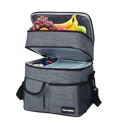 Kato Tirrinia 20L Groß Kühltasche Isoliertasche, Faltbar Picknickkorb Kühlbox mit Flaschentasche 2 Flaschen & Bier Flaschenöffner, Kühlkorb Thermo Tasche für Camping BBQ Strand Auto Einkaufen