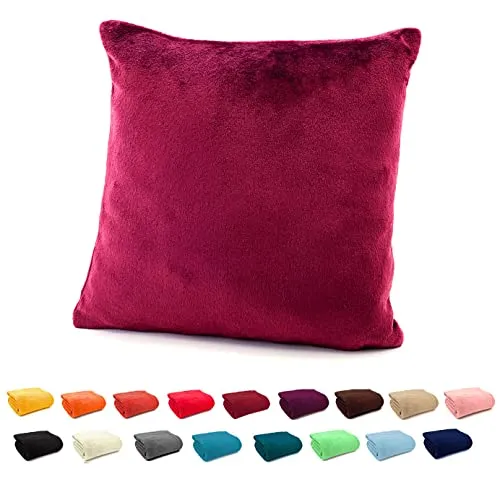 heimtexland ® Flanell Kuschel Kissen Super Soft Dekokissen Plüsch Typ380 Kissenhülle Bordeaux 40x40 cm