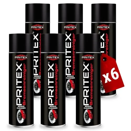 PRITEX – Bremsenreiniger Spray 6 x 500 ml – Auto Teilereiniger zur Entfettung von Bremsen, Kupplungen, Motor- & Maschinenteilen – rückstandsfrei & umweltneutral