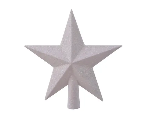 Kaemingk Christbaumspitze, Christbaumspitze Stern mit Glitzer 19cm Kunststoff, weiß irisierend