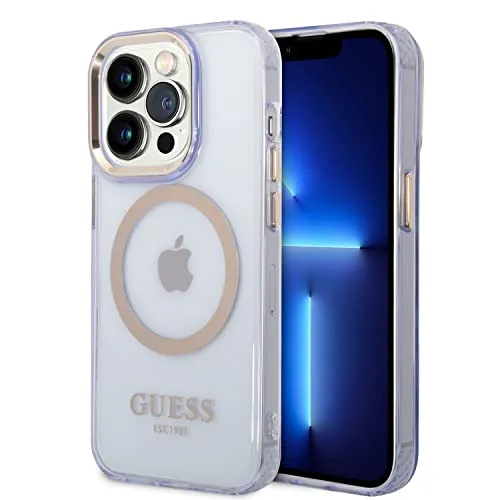 CG MOBILE Guess Hülle für iPhone 14 Pro - Transluzent Gold Umriss - Standard Handyhülle mit kratzfestem Design, bietet vollen Fallschutz und ist kompatibel mit Magsafe für einfaches Zubehör. Stilvoll und langlebig.