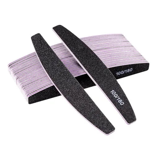 Carehabi 20 Stück Profi Nagelfeile 100/180 Grit Nagelfeilen für Gelnägel und Naturnägel Wiederverwendbare Doppelseitige Nagelfeile für Nagelstudios Diy Nail Art Zuhause Schwarz