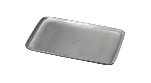 Kerzenteller, Dekoteller, Eckig, Silber, 10 x 17 cm, aus Aluminium satiniert NEU