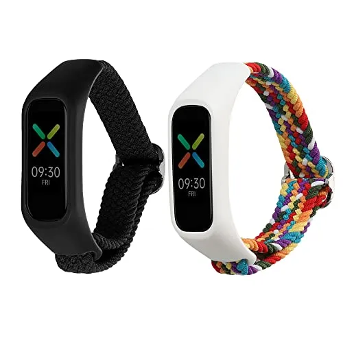 kwmobile 2X Sportarmband kompatibel mit Oppo Band Sport Armband - Sport Ersatzarmband Set aus Nylon für Fitnesstracker - Schwarz Mehrfarbig