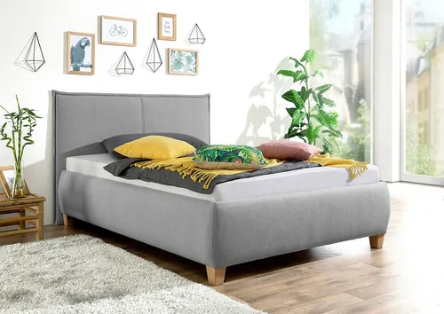 Polsterbett MAINTAL, grau, 153x214 cm - Elegantes Polsterbett ohne Bettkasten, mit hochwertiger Diolenabdeckung und Stauraumhöhe von 22 cm. Ideal für stilvolle Schlafzimmer und optimalen Platzbedarf.