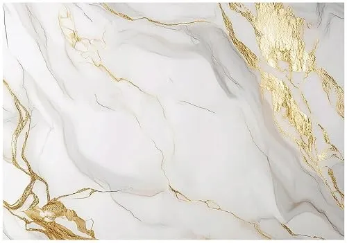 WallArena - Vlies Fototapete Marmor 350x250 cm - Fototapeten - Tapeten - für Wohnzimmer Schlafzimmer - Vliestapete Wandtapete Tapete 3D Effekt- inkl. Kleister - Abstrakt Modern Steine Weiß gold