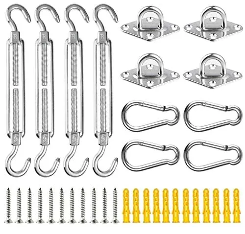 KAHEIGN M6 Sonnensegel Befestigung Kit, 28-teiliges Hochwertig Rostfrei Edelstahl Sonnensegel Montage Zubehör Set für Dreieckige Rechteckige Sonnensegeln