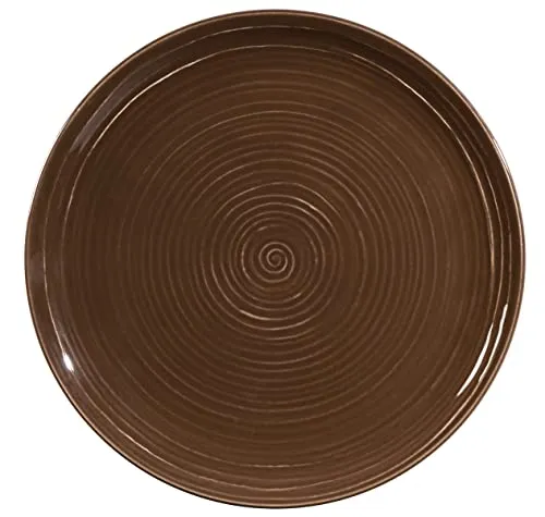 Seltmann Weiden Terra Speiseteller, 28 cm, Runder Essteller mit spiralförmigem Relief, Spülmaschinen- und mikrowellenfest, Porzellan, Erdbraun