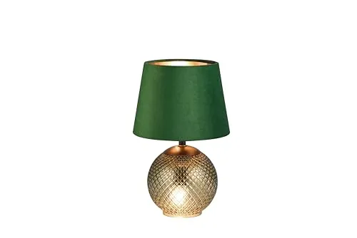 lightling Tischlampe Joana, mit Schnurschalter, Korpus aus Glas, Schirm aus Samt, IP20 Indoor, exkl. 2 x E14 max. 10W, Ø 18 cm, Höhe 29 cm, grün