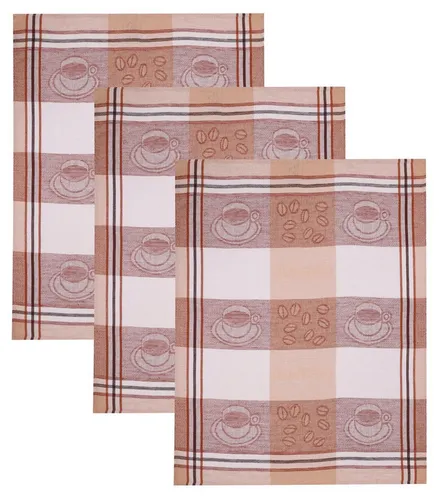 Betz Geschirrtuch 3 Stück Halbleinen Geschirrtücher Hungary Motiv Kaffee Größe 50x70 cm, (Set, 3-tlg., 3 er Set), Farbe braun