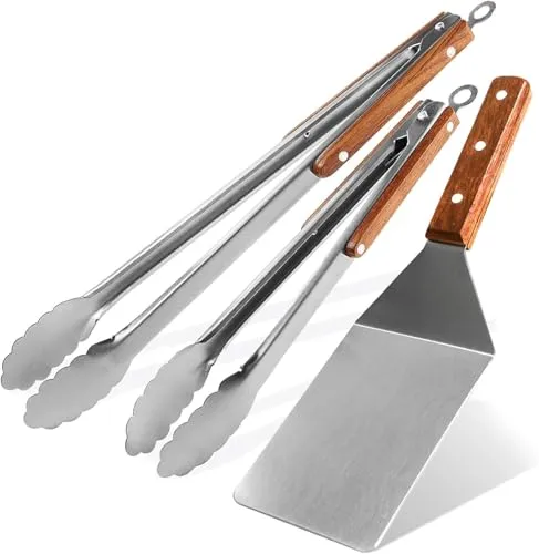 Grillzangen und Spachtel Set von 3, Heavy Duty Edelstahl