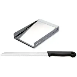 SCHNEIDER Brezel-Schneide-Set 154810 - Praktisches Brezel-Schneide-Set aus Edelstahl mit Schnittführung und Kunststoffscharnier für müheloses Aufschneiden von Brezeln. Inklusive 200 mm Messer, ideal für jede Küche.