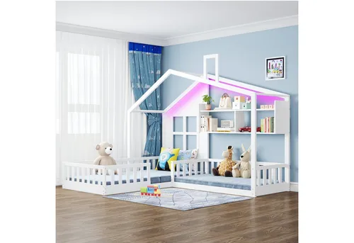 BTM Moderner Hochglanz Couchtisch in Weiß mit LED-Beleuchtung, 115x55x34cm