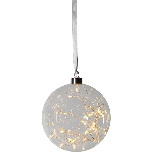 EGLO LED-Weihnachtskugel für Innen, beleuchtete Glaskugel zum Aufhängen, transparente Leuchtkugel zum Hängen, warmweiß, Strom-Betrieb, Ø 15 cm