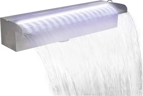 vidaXL Edelstahl Wasserfall mit LED-Beleuchtung 45 cm - Brunnen & Kaskaden, stilvolle Pool-Fontäne aus langlebigem Edelstahl, sorgt für entspannenden Wasserfluss und stimmungsvolle Beleuchtung.