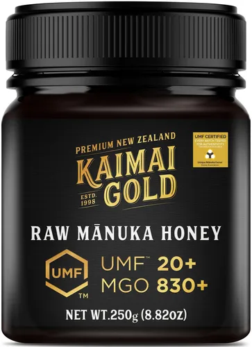 Kaimai Gold MGO 830+ Manuka Honig 250g - Premium Monofloral Manuka Honig aus Neuseeland mit UMF 20+ Zertifizierung, garantiert echte Qualität und Reinheit für Ihre Gesundheit.