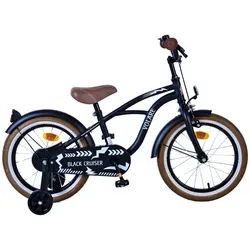 Volare Black Cruiser Kinderfahrrad 16 Zoll - Schwarz - Kinderfahrrad für 4-6 Jahre mit coolem Oldschool-Look, robustem Stahlrahmen und sicherem Ein-Gang-Antrieb. Ideal für kleine Abenteurer:innen, inklusive Handbremse, Rücktrittbremse und abnehmbaren Stützrädern.
