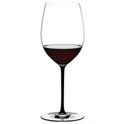 Riedel Fatto A Mano Rotweinglas Cabernet/Merlot Schwarz - Elegantes Rotweinglas für Cabernet und Merlot – handgefertigt mit farbigem Kristallstiel, fördert das Bouquet und mildert Tannine, spülmaschinenfest und ideal für anspruchsvolle Tischkultur.