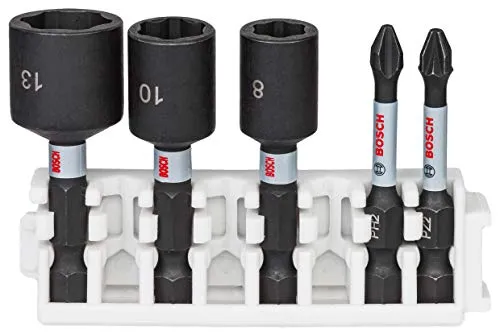 Bosch 5 tlg. Impact Control Schrauberbit und Steckschlüssel Set (Pick and Click, Professional Zubehör Schlagschrauber)