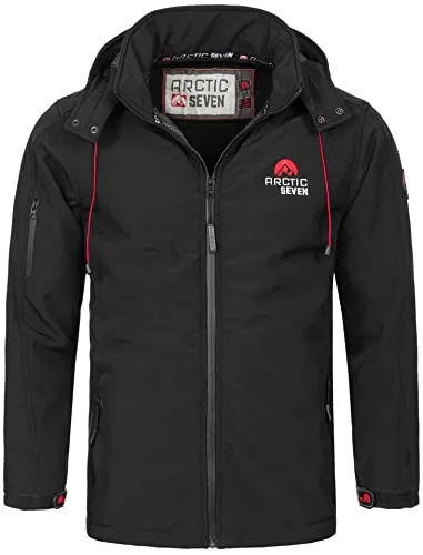 Arctic Seven Herren Softshell Jacke AS-087 - Atmungsaktive Funktionsjacke für Outdoor - Funktionsjacke für Herren mit wasserabweisendem Polyester, Fleece Innenfutter und verstellbarem Armabschluss. Ideal für Outdoor Aktivitäten und schützt vor Wind und Wetter.