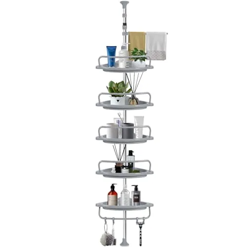 GUHAOOL Badezimmerregal, höhenverstellbar und ohne Bohren - Duschkörbe & Duschablagen, höhenverstellbar von 100 bis 320 cm, ideal für eine saubere und ordentliche Badezimmerorganisation ohne Bohren.