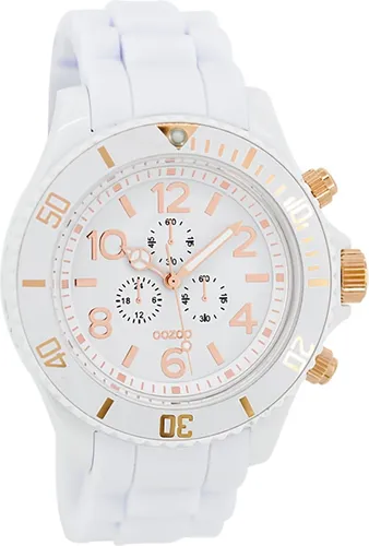 Oozoo Vintage Series Armbanduhr UOC4831A - Armbanduhren für Damen und Herren, stilvolles Design mit weißem Silikonarmband und Quarzwerk, ideal für Fashion-Liebhaber.