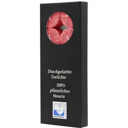 Stearin-Teelichte, 18/38 mm, Rot, KERZENFARM HAHN, Brenndauer ca. 4h, 10 Stück pro Verpackung