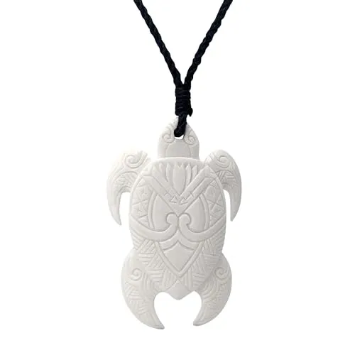 81stgeneration Anhänger Halskette Meeresschildkröte Handgeschnitzter Knochen für Damen und Herren