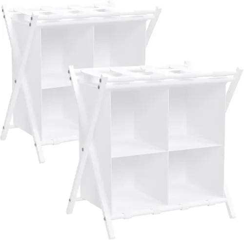 Huhote Kofferständer, Gepäckablage, 2er Set, Kofferständer Klappbar, Kofferstände mit Ablagefächern, Kofferbock Kofferablage, für Gästezimmer, Schlafzimmer, Hotel, für Reisegepäck (Weiß)