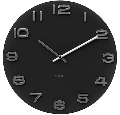 Karlsson KA4401 Wanduhr Vintage Glas Schwarz - Stylische Karlsson Wanduhr in Schwarz, vereint Retro und Moderne. Ideal für Ihr Wohnambiente, Durchmesser 35 cm, benötigt 1 x AA Batterie (nicht enthalten).