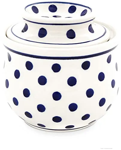 Bunzlauer Keramik Butterdose mit Wasserkühlung in blau von Bunzlauer Keramik