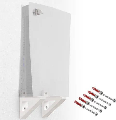 Wandhalterung Wandhalter passend für Sony PS5 Playstation 5 Disk Edition Halterung Anschluss Links Weiß