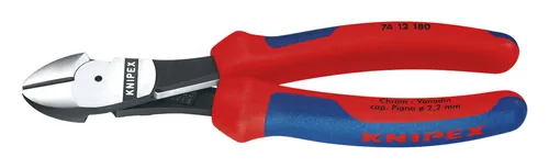 Knipex Kraft-Seitenschneider 180 mm Nr.7412 - 74 12 180 - Hochwertiger Seitenschneider, ideal für präzise Schneidarbeiten in der Elektronik und im Handwerk, mit ergonomischem Griff für optimalen Komfort.