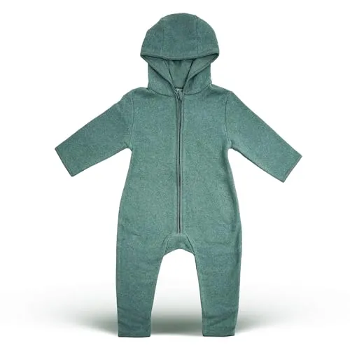 Hinzling Fleece Overall aus Bio-Baumwolle (Grün) (62/68) – Baby kuschelig weich, für jedes Wetter geeignet – Made in Europe – Fleece Overall Kinder nachhaltig und mitwachsend
