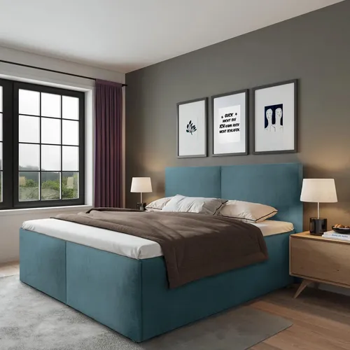 Polsterbett Milano Blau 180 x 200 cm in blau von Halmon Schlafkomfort Betten
