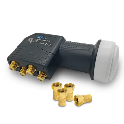 Quad LNB 4 Teilnehmer Receiver Astra Hotbird 0,1 dB SKY 3D FULL HD TAUGLICH 4K