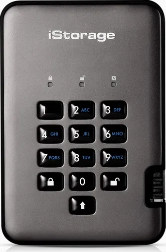 iStorage diskAshur PRO2 SSD 1 TB - Passwortgeschützte, FIPS-zertifizierte SSD - Externe Festplatte mit AES-XTS 256-Bit-Hardwareverschlüsselung, staub- und wasserbeständig. Ideal für den sicheren Schutz Ihrer Daten und die Einhaltung von Datenschutzvorschriften.