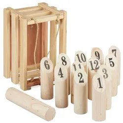 Kubb Wikinger Wurfspiel - Outdoor Holzspiel für 2-6 Spieler - Ein klassisches Wikingerschachspiel aus robustem Holz, ideal für gesellige Stunden im Freien. Perfekt für Familie und Freunde, fördert Teamgeist und Geschicklichkeit.