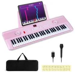 COSTWAY 61-Tasten Keyboard Piano mit Ständer und Mikrofon