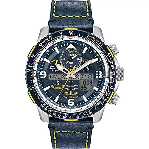 Citizen Watch JY8078-01L - Eco-Drive Herrenarmbanduhr - Armbanduhren für Herren mit innovativer Eco-Drive-Technologie, die durch Licht aufgeladen wird. Hochwertiges blaues Lederband und 20 bar wasserdicht für maximale Funktionalität.