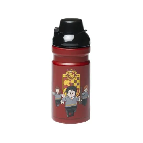 Room Copenhagen LEGO Harry Potter Gryffindor Trinkflasche - 390 ml, langlebig aus PP/Silikon – Spaßige & praktische Kinderflasche mit Schutzkappe, ideal für Sport & Schule