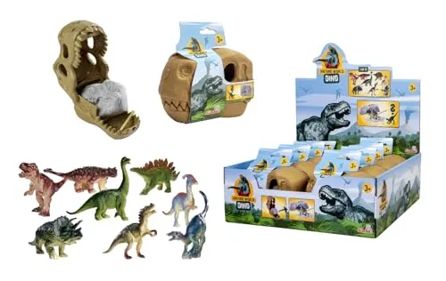 Simba Dino-Ausgrabungsset mit T-Rex-Schädel – zufällige Auswahl aus 8 Dinos zum Ausgraben, inkl. Werkzeug, realistischer Schädel zum Aufklappen, Dino ca. 9 cm, Schädel 14 cm, ab 3 Jahren