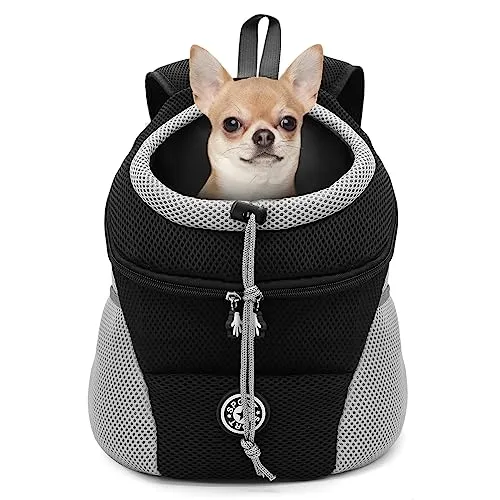 LUKDUNG Pet Hunderucksack Katzerucksack, Haustier Rucksack Tragbare Hundetragetasche Reisen, für kleine mittlere Hunde Katzen Atmungsaktive Freisprechtasche für Wandern Radfahren Freien (schwarz, L)