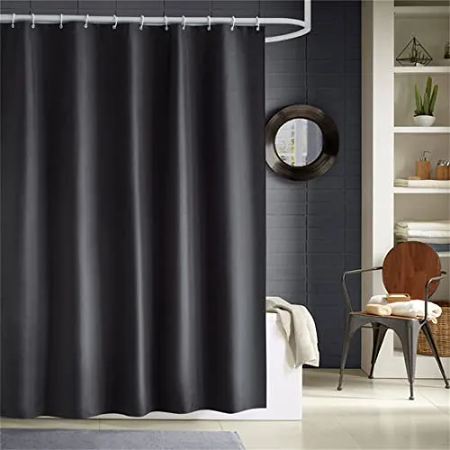 Lindong Basic Duschvorhang 240x200cm Dick Stoff Wasserdicht Anti-Schimmel Badezimmervorhang Schwarz, 240x200cm