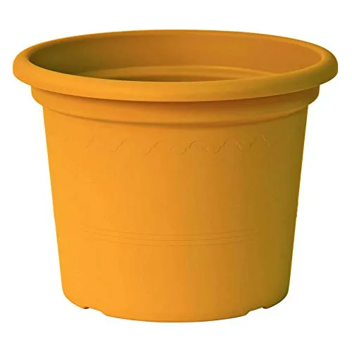 Euro3plast Geo Blumentopf 25 cm rund in Mango Gelb 1975.T5 in gelb von Euro3plast