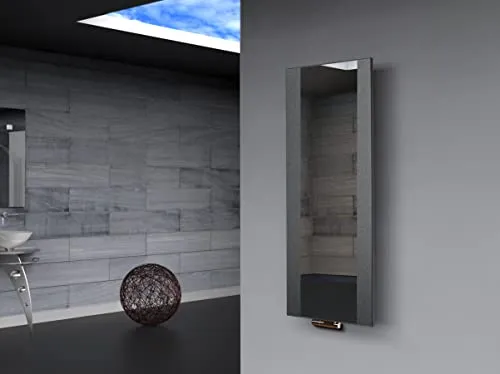 Szagato Badheizkörper Singapur 120x47cm mit Spiegel - Eleganter Badheizkörper mit 799 Watt, anthrazit mit Echtglas-Spiegel. Ideal für Bad und Wohnräume, Made in Germany, inklusive Wandhalterung und 5 Jahre Garantie.