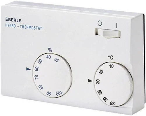 Eberle Controls HYG-E 7001 Hygrothermostat - Thermostat zur präzisen Regelung von Luftfeuchtigkeit und Raumtemperatur in Wohn- und Büroräumen. Ideal für komfortables Raumklima, mit externem Sensor und einfachem Drehregler für benutzerfreundliche Bedienung.